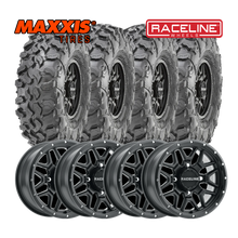Load image into Gallery viewer, Raceline Krank 15" Wheels Black W/ 35" Carnivore Tires - Kawasaki KRX / Polaris Ranger Package