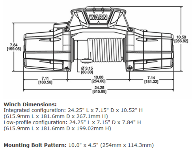 WARN WINCH ZEON 12-S PLATINUM S - SYNTHETIC ROPE