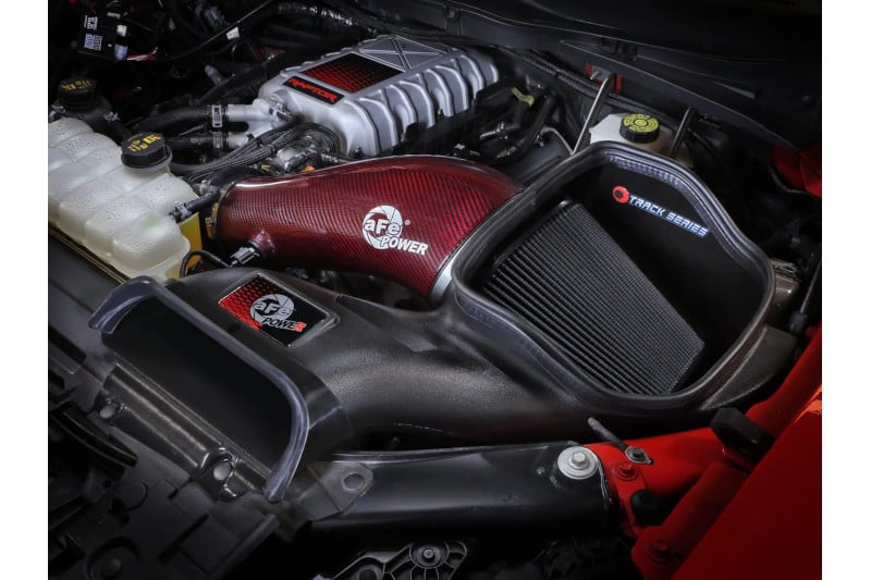 aFe 23-24 Ford F150 Raptor R Supercharged Red Carbon Track Series Air Intake w/ P5R Filter (MOQ 24)