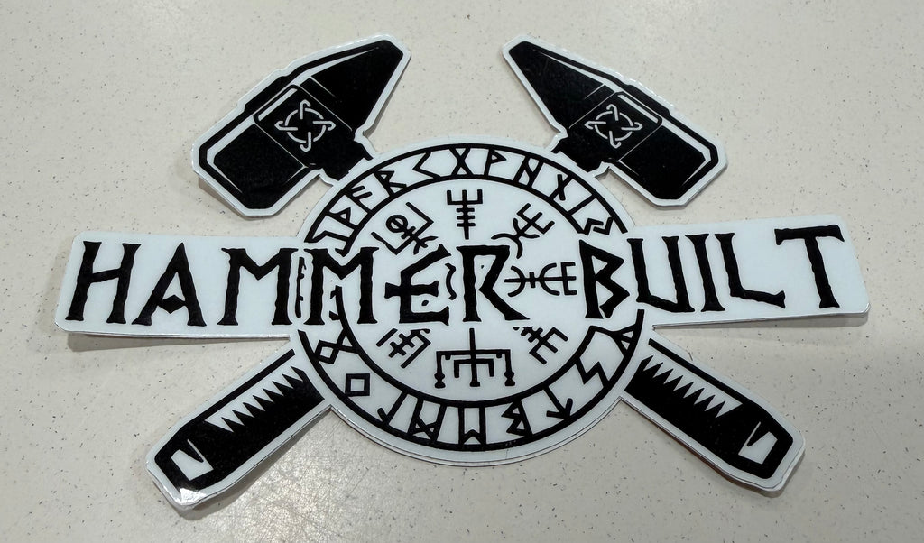 Hammer Built Logo Sticker (White)