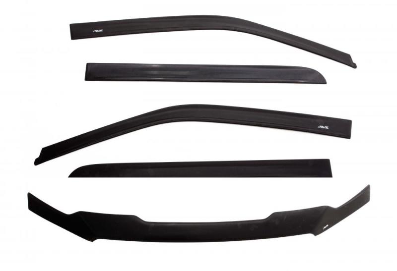 AVS 09-14 Ford F-150 Supercab (Excl. Raptor) Ventvisor & Aeroskin Deflector Combo Kit - Matte Black