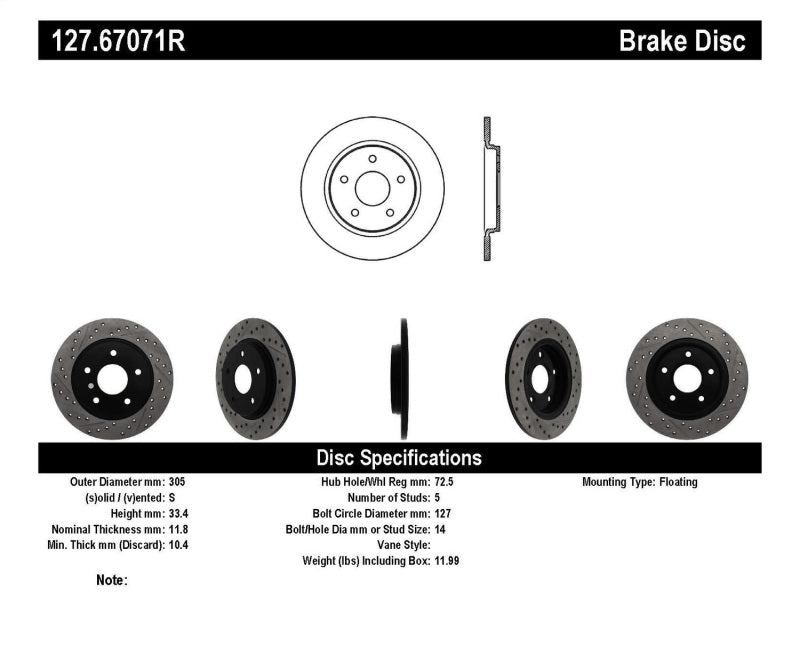 StopTech Slotted & Drilled Sport Brake Rotor