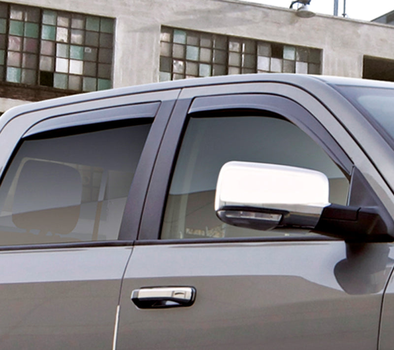 AVS 09-18 Dodge RAM 1500 Quad Cab Ventvisor Low Profile In-Channel Deflectors 4pc - Smoke