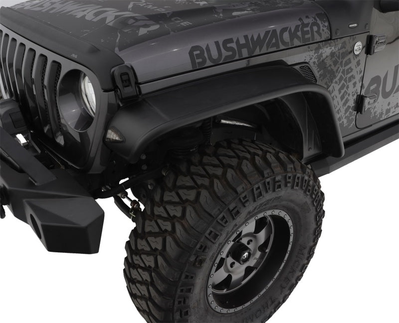 Bushwacker 2018+ Jeep Wrangler (JL) Unlimited Flat Style Flares 4pc - Black