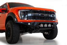 Load image into Gallery viewer, Addictive Desert Designs 2021+ Ford Raptor Bomber Front Bumper w/ 3 Baja Designs LP6 Light Mounts